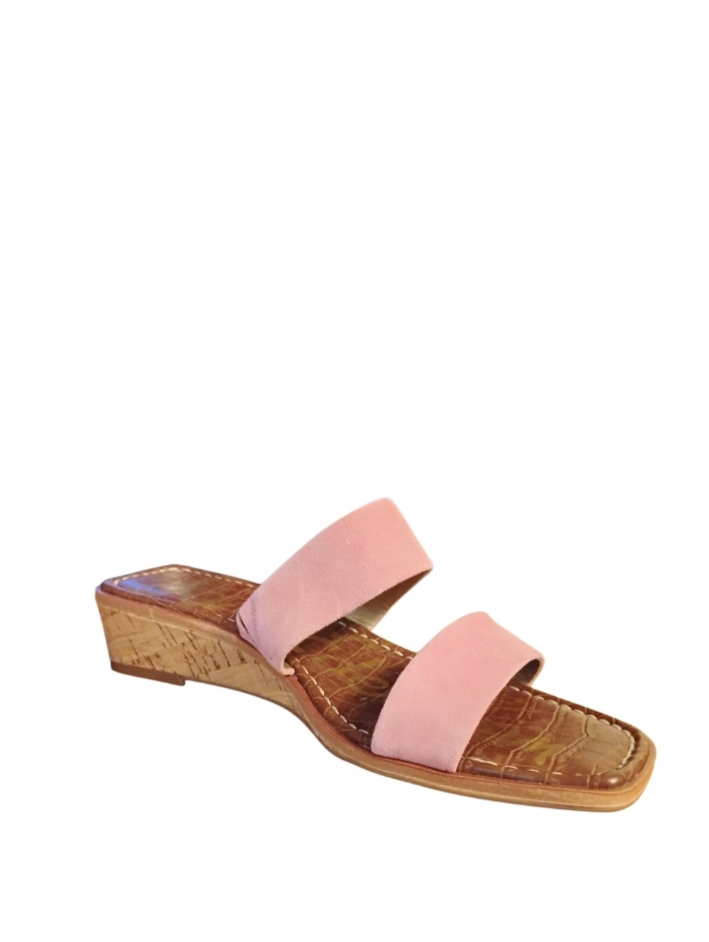 Sam Edelman Pink Double-Strap Cork Wedge Slide